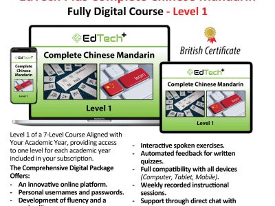 EdTech Plus Complete Chinese Mandarin – Fully Digital Course – Level 1